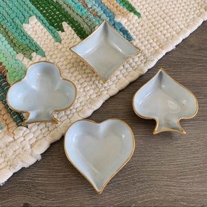 Set of 4 Limoges France Card Suit Bridge Dishes